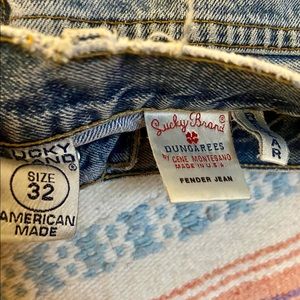 Lucky Brand Fender Distressed Jeans Dungarees Made in USA Size 32